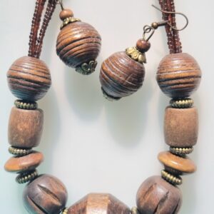 Brown Wood Necklace with matching Earrings