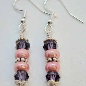 Pink Glass Stone Earring