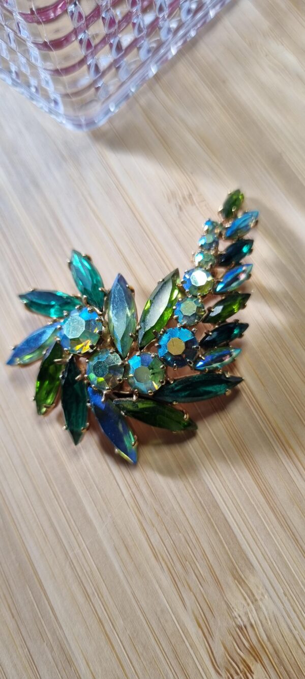 Vintage Crystal Green Brooch