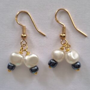 Faceted White Pearls Earring