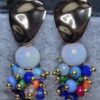 8mm White glass bead with mix 4mm cluster beads 18 gold plated stud