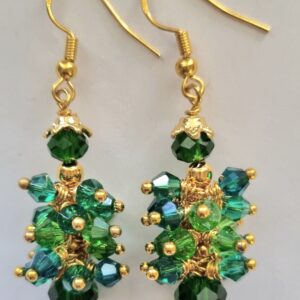 Crystal beaded Xmas look dangling with hypoallergenic ear hook