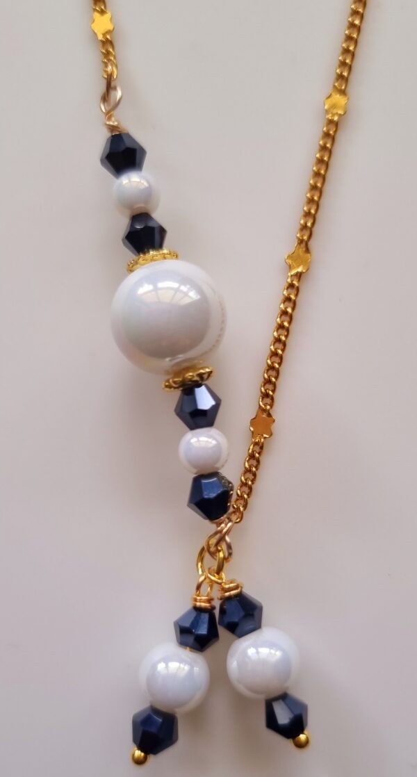 18k Gold with glass and crystal beads necklace