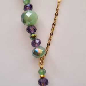 Green and purple crystal beads with 18k hypoallergenic gold necklaces