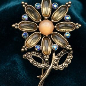 Rhinestone Sunflower Brooch