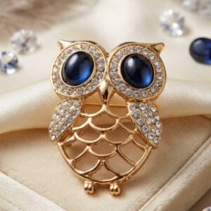 Golden Owl Pin Brooch